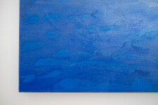 This contemporary abstract painting is rendered in vivid blue. Image 9