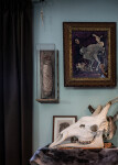 A good friend of the artist’s fascinating and prized collection--human and animal bones, taxidermy, ostrich feathers and a child’s figurines… Image 4