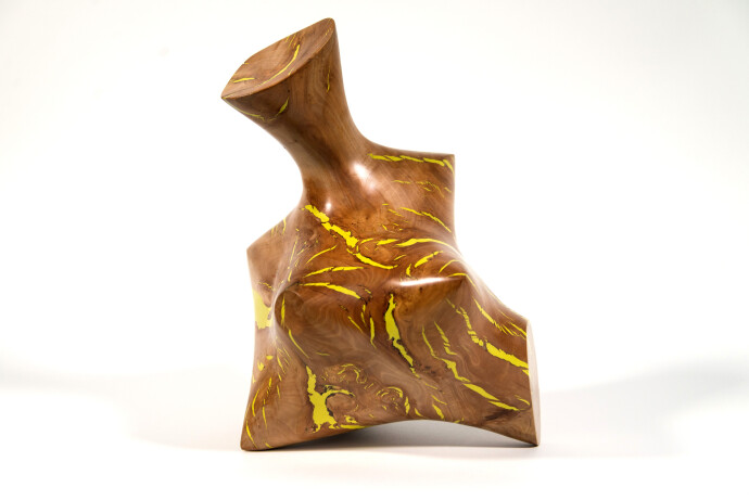 Shayne Dark has elevated the natural beauty of applewood burls by creating unique contemporary sculptures.