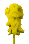 This bold sculpture by Shayne Dark is created of an apple wood burl with roots and painted in eye-popping yellow with an ultra matte finish. Image 3