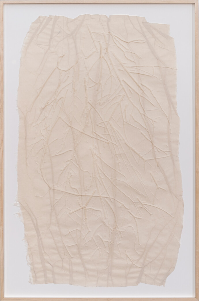 This contemporary embossed white mono print was inspired by nature.