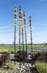 Like flowers in a garden, Susan Rankin’s beautiful glass columns appear to sway in the breeze.