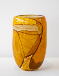 These gold, brown, contemporary, hand-blown, glass vessels are made by Canadian artist Susan Rankin. Image 3