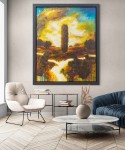 Tall and elegant, a cypress cedar, the iconic tree that dots the countryside in Tuscany stands in the center of this painting by Sylvain Lou… Image 12