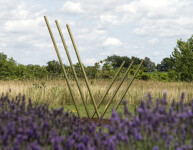 Solid steel rods coated in brilliant brass appear to rise out of the earth and reach for the sky in this dramatic sculpture by Canadian arti… Image 8