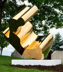 The beautiful lyrical lines of Orion were crafted from 24 kt gold-plated stainless steel by Viktor Mitic.