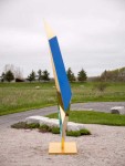 This highly reflective, gold electro-plated outdoor sculpture by Viktor Mitic is visible at a distance in full sun. Image 2