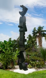 An imposing fourteen-foot tower of curved abstract shapes is fabricated from stainless steel in this new sculpture from Viktor Mitic.