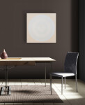 This dynamic contemporary circular painting in bright white is by Yvonne Lammerich. Image 7